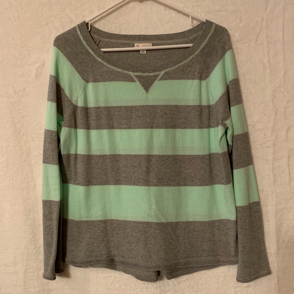 Mint and grey striped sweater